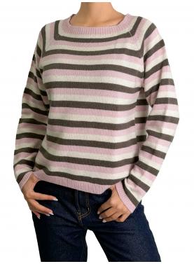 Maglione a righe fine girocollo